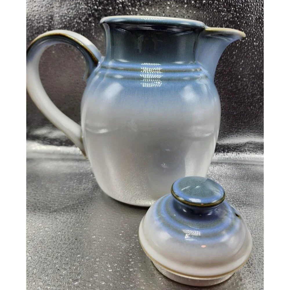 NORITAKE SORCERER STONEWARE BLUE TEA / COFFEE POT WITH LID READ!!!!!!